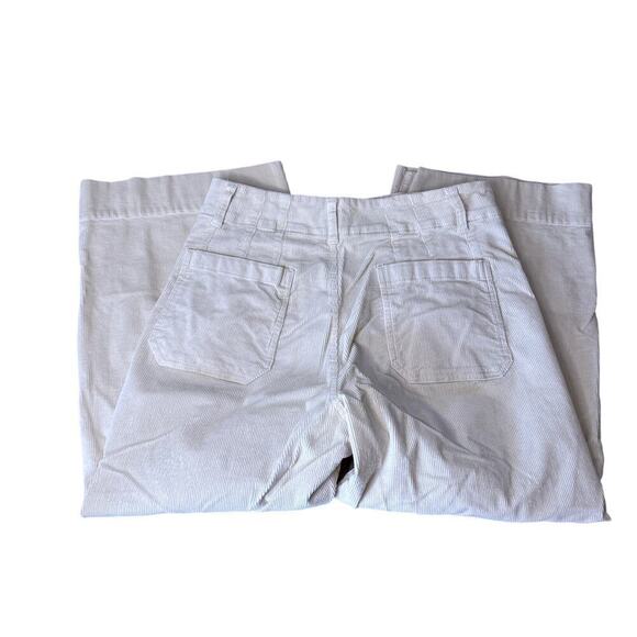 Colette Cropped Wide-Leg Corduroy Pants Ivory White Women's Size 31p - Picture 6 of 6